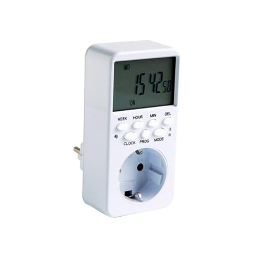 KALLORY 16A Digitale Zeitschaltuhr Steckdose Programmierbarer Timer Stecker für Elektrogeräte für Reiskocher Heizungen Wasserspender mit LCD Display und Tasten Eu Stecker von KALLORY