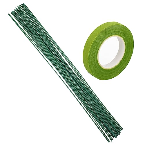 KALLORY 30 Stück Grüner Drahtpol Blumendraht grüne Klebeband Blumen- grüne Blumendrähte Drahtstiele Blumenstiele Draht floristik grüne stichdrähte Stammdraht Eisendraht von KALLORY