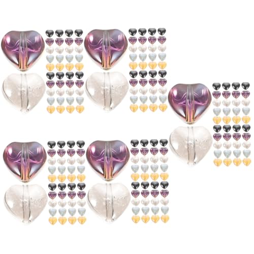 KALLORY 5 Sätze Glaskristallperlen Lose Perlen Bulk Spacer Perlen Schmuckherstellung Bulk Perlen Kleine Herzperlen Spacer Perlen Herz Glasperle Glas Handperlen Herzförmige 100 Stück * 5 von KALLORY