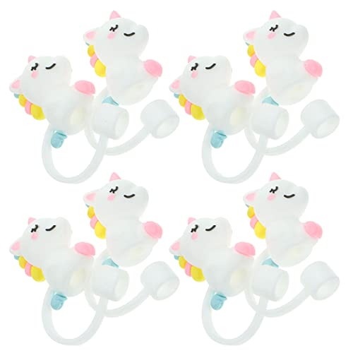 KALLORY 8 Stück Silikon-Strohhalm-Spitzen-Abdeckung Einhorn-Strohhalm-Spitzen-Deckel Cartoon-Tier-Strohstopfen Trinkhalm-Abdeckung Protektoren Für Zuhause Küchenzubehör von KALLORY