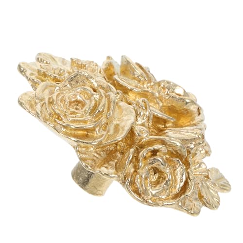 KALLORY Messing Gold Schubladengriffe Pfingstrose Blume Geformt Vintage Schrankgriffe Retro Kommode Zieht Möbel Hardware Für Kommode Türknöpfe von KALLORY