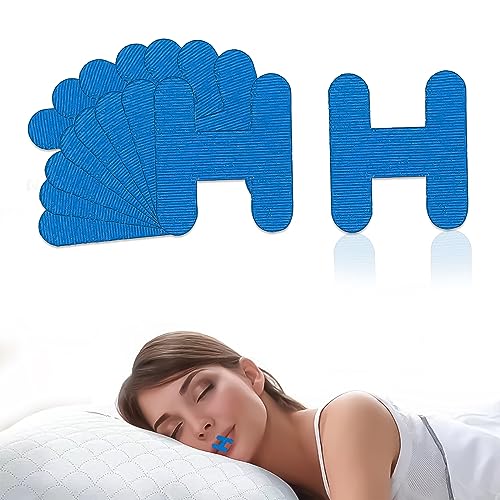 KALUROIL 60 PCS Mouth Tape for Sleeping H-Shape Mundpflaster Effektive Atmungshilfen & Nasenstrips für besseren Schlaf - Anti-Schnarch-Pflaster, entwickelt Nasenatmungsgewohnheiten (Blau) von KALUROIL
