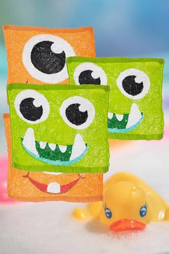 KAMACA 4er Set Magisches Handtuch Baumwolle Zaubertuch für Kinder Zauberhandtuch Mitgebsel Geschenkidee Kindergeburtstag Geschenk (4er Set Monster) von KAMACA