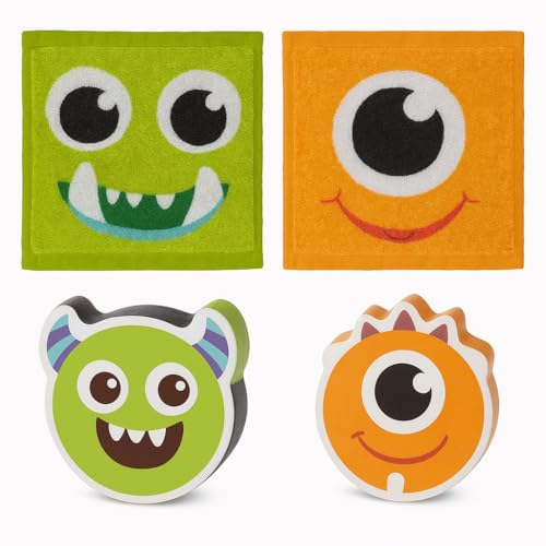 KAMACA 4er Set Magisches Handtuch Baumwolle Zaubertuch für Kinder Zauberhandtuch Mitgebsel Geschenkidee Kindergeburtstag Geschenk (4er Set Monster) von KAMACA