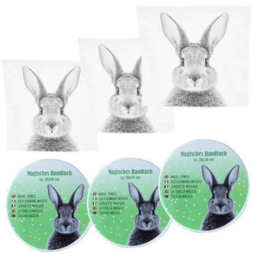 KAMACA 6er Set Magisches Handtuch Baumwolle Zaubertuch für Kinder Zauberhandtuch Mitgebsel Geschenkidee Kindergeburtstag Geschenk Ostern (6er Set HASE) von KAMACA