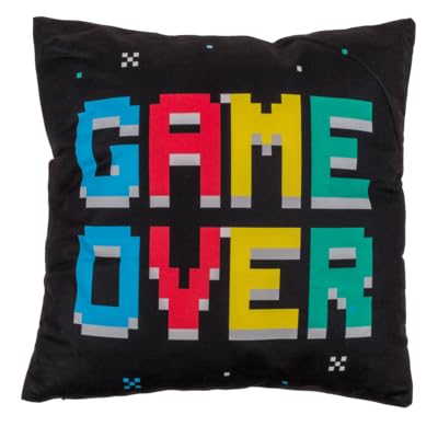 KAMACA Flauschig gefülltes Wendekissen für Gamer 40x40 cm mit Reißverschluss Kissen mit Füllung tolles Geschenk für Gamer (Game Over und Power UP) von KAMACA