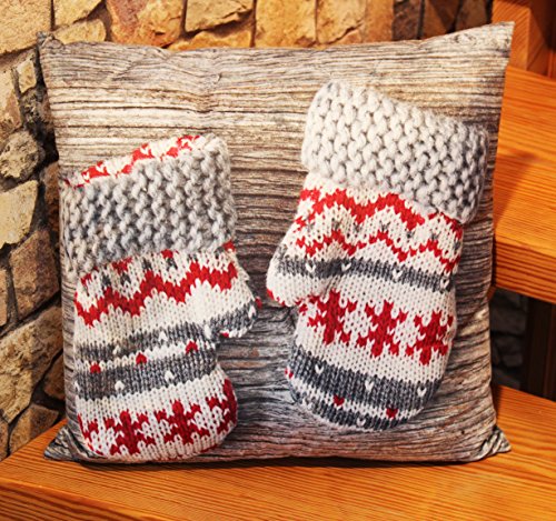 KAMACA Kissen Wintertime kuschelig weiches gefülltes Kissen HINGUCKER für die Winterzeit (Handschuhe) von KAMACA