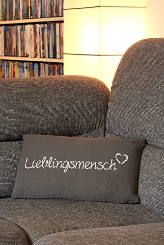 KAMACA LIEBLINGSMENSCH Kissen 30 cm x 50 cm Flauschig gefülltes Kissen mit Reißverschluss Bezug aus 100% Baumwolle EIN Hingucker und wertiges Geschenk (GRAU) von KAMACA