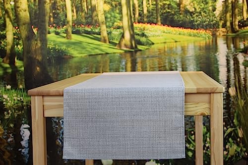 KAMACA Outdoor Tischdecke für innen und außen Gartentischdecke Moderne Textile Decke für das ganze Jahr fleckabweisend schmutzabweisend unifarben (grau Leinenoptik, Tischläufer 40x150 cm) von KAMACA