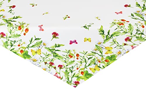 KAMACA Serie WIESENBLUMEN UND Schmetterlinge hochwertiges Druck-Motiv mit Blumen EIN Eyecatcher in Frühling Sommer (Mitteldecke 85x85 cm) von KAMACA