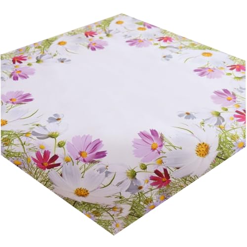 KAMACA Tischdecke Frühlingszauber Tischwäsche Küche Esstisch Frühling Sommer Blumen waschbare Tisch Dekoration Garten Deko ganzjährig (Mitteldecke 110x110 cm) von KAMACA