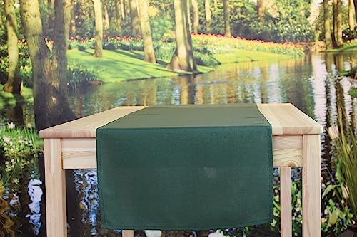 KAMACA Tischdecke für innen und außen Gartentischdecke Moderne Textile Decke für das ganze Jahr schmutzabweisend knitterfrei unifarben (dunkelgrün, Tischläufer 40x150 cm) von KAMACA