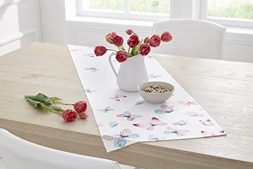 KAMACA Tischläufer Schmetterlinge hochwertiges Druck-Motiv Eyecatcher in Frühling Sommer (Tischläufer 40x150 cm Schmetterlinge im Himmel) von KAMACA