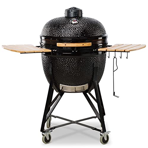 Kamado Bono Grande Limited BBQ Grill und 6 zusätzliches Grillzubehör, Gratis – Schwarzer Kamado-Grill – Keramikgrills für den Außenbereich – Perfekt für BBQ und Grillen, Ø 64cm von Kamado BONO