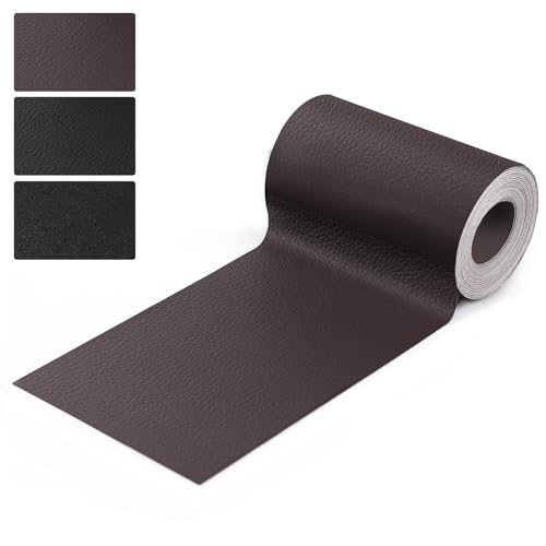 KAMAIKA Kunstleder Selbstklebend, 10.1 x 160 cm Leder Patch Selbstklebend, Leder Reparatur Set für Möbel, Sofas, Taschen, Autoinnenraum, Autositze, Couch, Büro (Dunkelbraun) von KAMAIKA