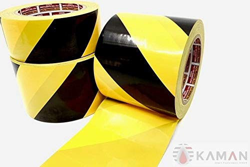 Bodenmarkierungsband PVC Warnmarkierung Gelb Schwarz Klebeband selbstklebend 30m [Breite x Länge] (50mm x 30meter) von KAMAN Smart Equipments
