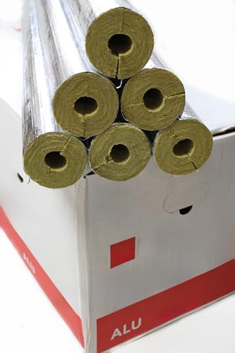 Rohrisolierung ¦ WLG 0,035 ¦ Steinwolle ¦ Dämmung ¦ alukaschiert ¦ Rohrschale ¦ erfüllt die GEG-Anforderungen ¦ analog zu ROCKWOOL (alukaschiert, RW 35x20 - 25m (1 Karton)) von KAMAN Smart Equipments