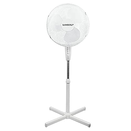 Kamberg - 00008060 Ventilator, 40 cm, mit weißen Füßen, 3 Geschwindigkeitsstufen, Oszillation, höhenverstellbar, geräuschlos, 45 W von KAMBERG