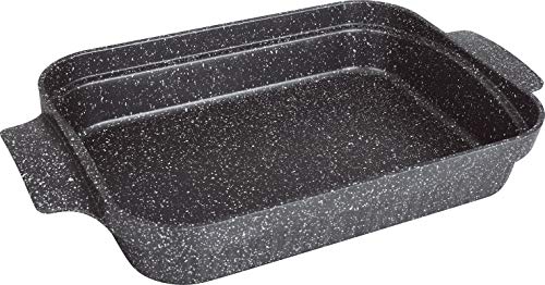 Kamberg – 0008058 – Lasagneform 36 נ27,5 נ7 cm – Aluminiumguss – Beschichtung in Steinoptik – Für alle Herdarten, auch Induktion – PFOA‑frei, Schwarz von KAMBERG