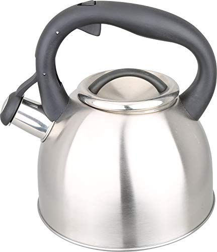 Kamberg 0008114 – Wasserkocher/Teekessel 3 Liter – Edelstahl – Ergonomischer Griff – Für alle Herdarten, auch Induktion, Stainless Steel, 4 liters, grau von KAMBERG