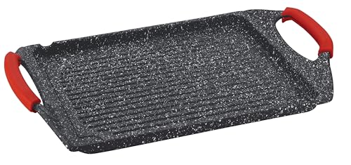 Kamberg - Grillplatte 45 x 27 cm – Aluminiumguss – Beschichtung Typ Stein – für alle Herde, auch Induktion – ohne PFOA/PFAS von KAMBERG