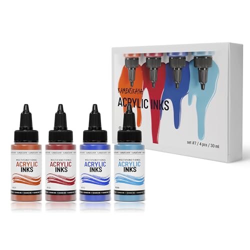 KAMENSKAYA Acrylic Inks for Artists - Acrylic Ink Set, Color Combination #7-4 pcs. 1 Fl Oz (30 ml) Each von KAMENSKAYA