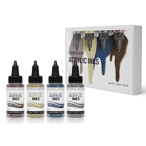 KAMENSKAYA Acrylic Inks for Artists - Acrylic Ink Set, Color Combination #17-4 pcs. 1 Fl Oz (30 ml) Each von KAMENSKAYA