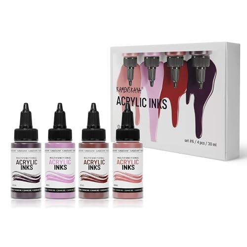 KAMENSKAYA Acrylic Inks for Artists - Acrylic Ink Set, Color Combination #6-4 pcs. 1 Fl Oz (30 ml) Each von KAMENSKAYA