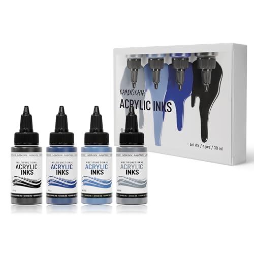 KAMENSKAYA Acrylic Inks for Artists - Acrylic Ink Set, Color Combination #8-4 pcs. 1 Fl Oz (30 ml) Each von KAMENSKAYA