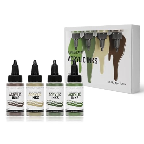 KAMENSKAYA Acrylic Inks for Artists - Acrylic Ink Set, Color Combination #9-4 pcs. 1 Fl Oz (30 ml) Each von KAMENSKAYA