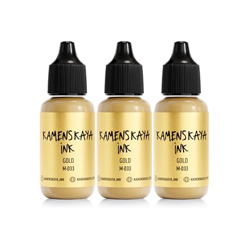 KAMENSKAYA Metallic-Alkohol-Tinten-Set: Gold-Alkoholtinte, 3 Stück à 15 ml von KAMENSKAYA