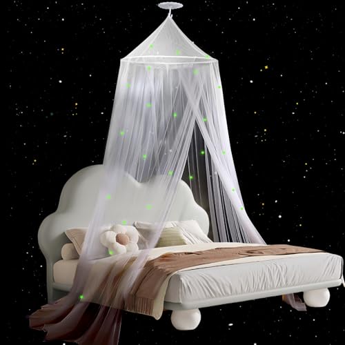 KAMEUN Sterne Leuchtende Moskitonetz Bett für Doppelbett Einzelbett, Großes Moskitonetz Reise Mückennetz, Himmelbett Vorhänge für Reise und zu Hause Indoor Outdoor von KAMEUN