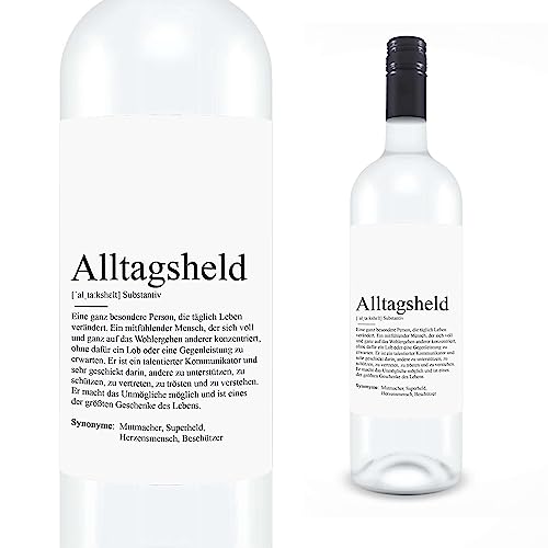 KAMEWI® Etikett ALLTAGSHELD Definition | Aufkleber für Weinflaschen | Geschenk Herzensmensch Sozialarbeiter Altenpfleger Pädagoge von KAMEWI
