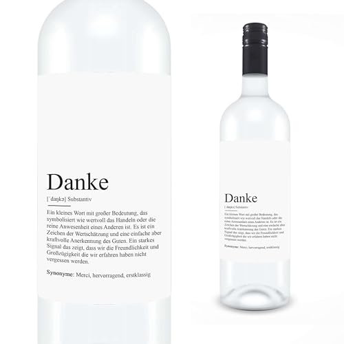 KAMEWI® Etikett DANKE Definition | Aufkleber für Weinflaschen | Geschenk Herzensmensch Kleinigkeit Weinpräsent Bedanken von KAMEWI