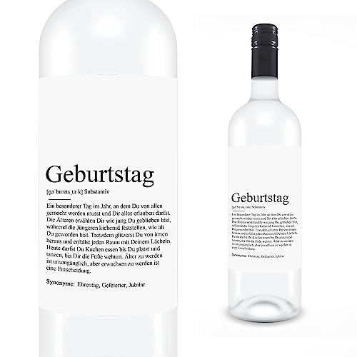 KAMEWI® Etikett GEBURTSTAG Definition | Aufkleber für Weinflaschen | Geschenk Herzensmensch Kleinigkeit Geburtstagsgeschenk von KAMEWI