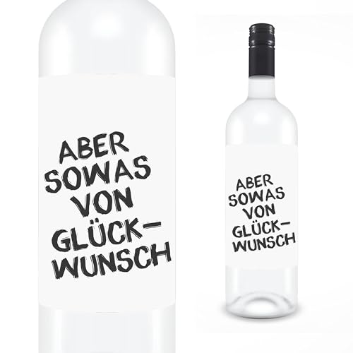 KAMEWI® Etikett GLÜCKWUNSCH | Aufkleber für Weinflaschen | Geburtstag Geschenk Herzensmensch Kleinigkeit Weinpräsent Bedanken von KAMEWI
