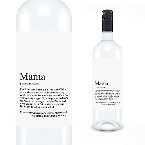KAMEWI® Etikett MAMA Definition | Aufkleber für Weinflaschen | Muttertag Geschenk Kleinigkeit Mitbringsel DIY von KAMEWI