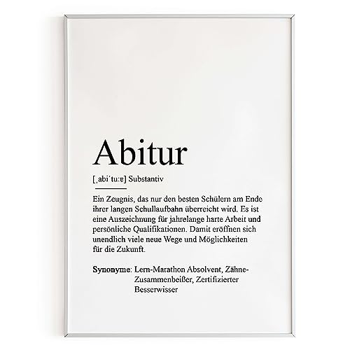KAMEWI® Poster ABITUR Definition | Schule Gymnasium Abschluss Gymnasiast Geschenk Bestanden Abi von KAMEWI
