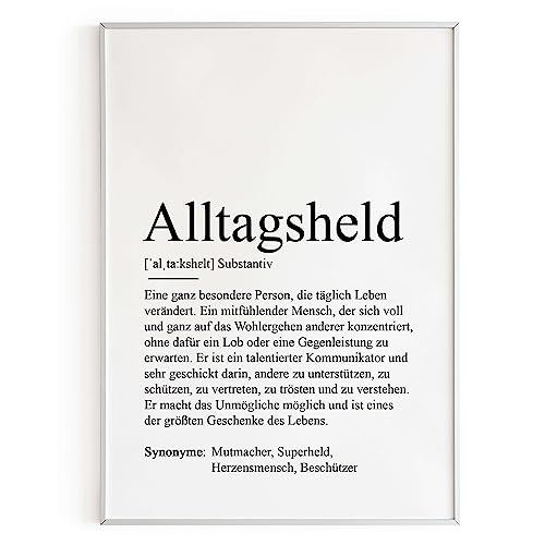 KAMEWI® Poster ALLTAGSHELD Definition | Geschenk Sozialarbeiter Pädagoge Altenpfleger Krankenpfleger Kleinigkeit von KAMEWI