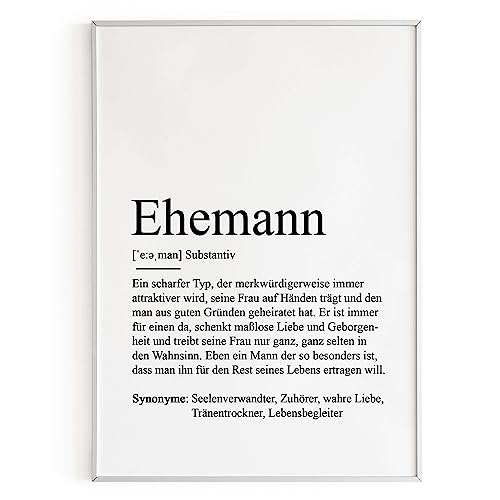 KAMEWI® Poster EHEMANN Definition | Hochzeit Jahrestag Hochzeitstag Valentinstag Geschenkidee Liebe von KAMEWI