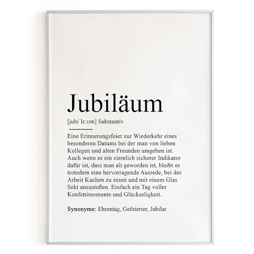 KAMEWI® Poster JUBILÄUM Definition | Rente Abschiedsgeschenk Kollege Senior Verabschiedung Arbeit Rentner von KAMEWI