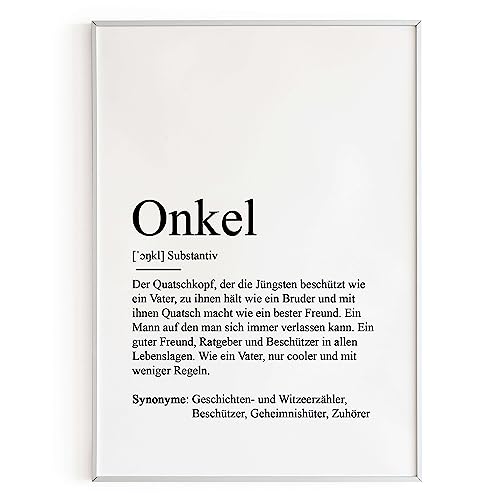 KAMEWI® Poster ONKEL Definition | Geschenkidee Lieblingsonkel Geburtstag Kleinigkeit Weihnachten von KAMEWI