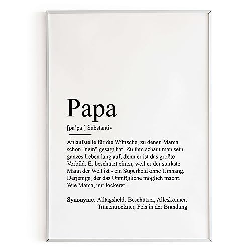 KAMEWI® Poster PAPA Definition | Bedanken Vatertag Vatertagsgeschenk Bester Papa Geschenkidee Kleinigkeit von KAMEWI