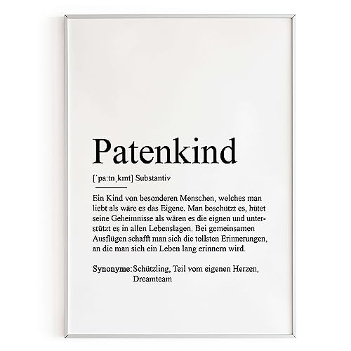 KAMEWI® Poster PATENKIND Definition | Geschenkidee Patin Taufe Gotti Lieblingsmensch Kleinigkeit von KAMEWI