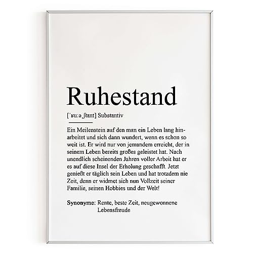 KAMEWI® Poster RUHESTAND Definition | Rente Abschiedsgeschenk Kollege Senior Verabschiedung Arbeit Rentner von KAMEWI