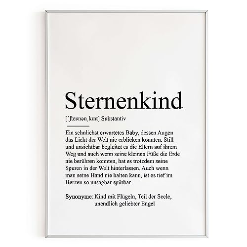 KAMEWI® Poster STERNENKIND Definition | Anteilnahme Sterneneltern Todestag Geburtstag Stille Geburt Fehlgeburt Trauer Verlust von KAMEWI