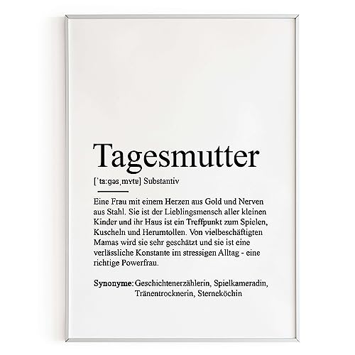 KAMEWI® Poster TAGESMUTTER Definition | Kindergarten Hort Grundschule Pädagoge Alltagsheldin Erzieherin von KAMEWI