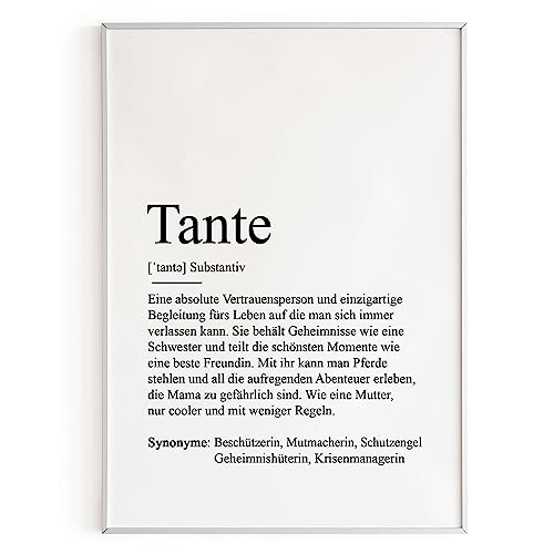 KAMEWI® Poster TANTE Definition | Geschenkidee Lieblingsmensch Kleinigkeit Geschenk Geburtstag Lieblingstante von KAMEWI