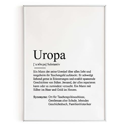 KAMEWI® Poster UROPA Definition | Geschenkidee Großeltern Geburtstag Weihnachten Kleinigkeit Opa von KAMEWI