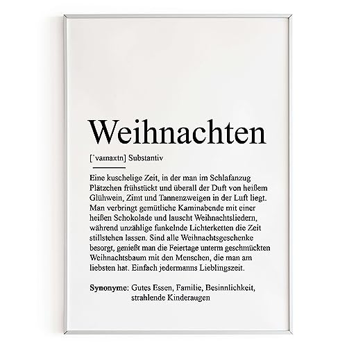 KAMEWI® Poster WEIHNACHTEN Definition | Geschenkidee Deko Zuhause Wohnzimmer Lieblingsmenschen Wohlfühlen Weihnachtszeit Advent von KAMEWI